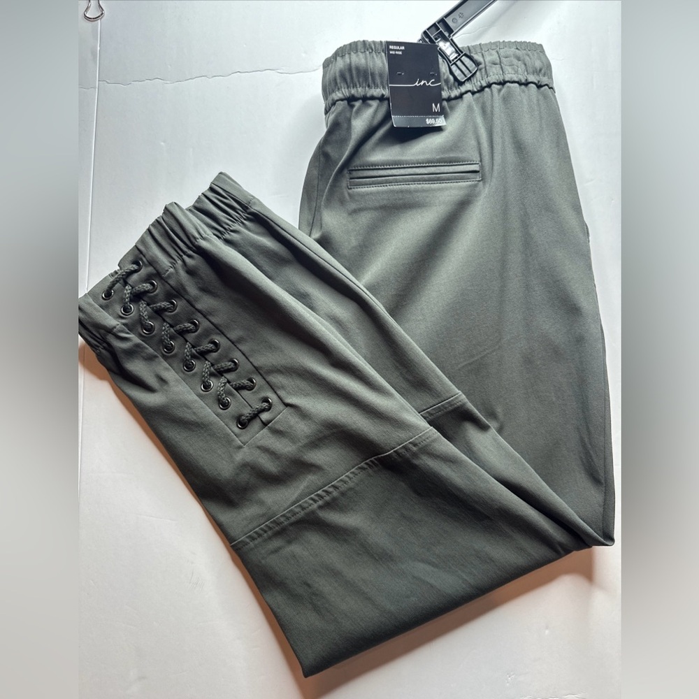 INC International Concepts Olive Lace-Up Waist Joggers